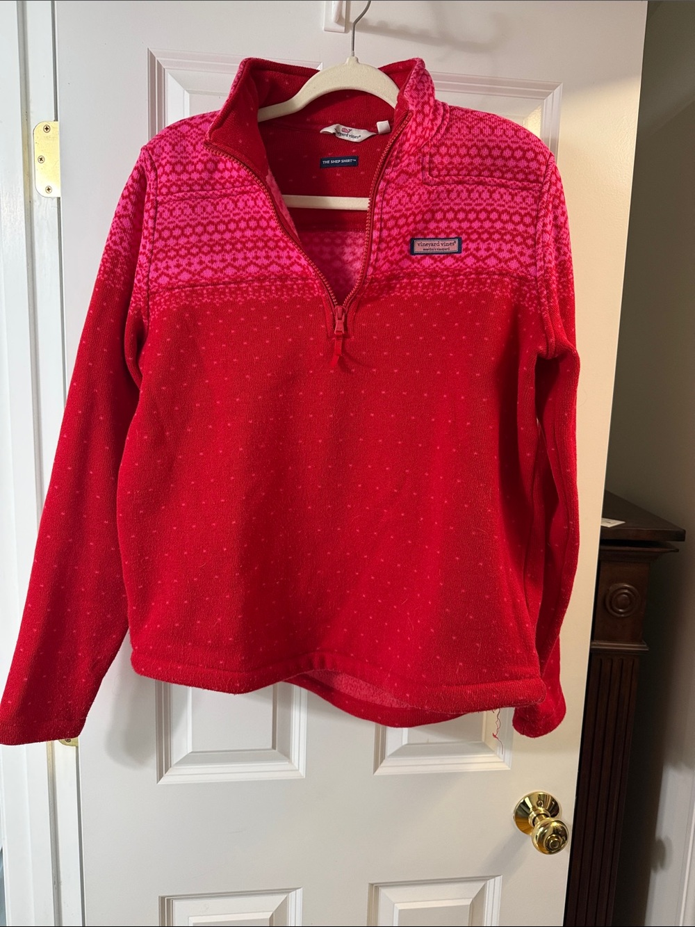 Vineyard Vines Red & Pink Half-Zip Fleece Pullover